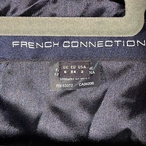 French Connection Pendragon Cap Sleeve Dress Navy Blue Slate Gray Mini Sz 2 - Picture 5 of 13